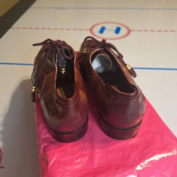 Miralto Elegant Brown Faux Alligator Men's Oxfords Shoes.Size 10 - Picture 4 of 10